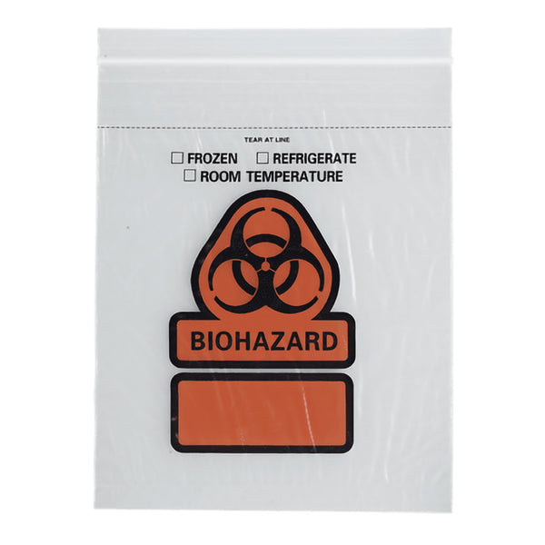 ASP Global LLC Specimen Transport Bag with Document Pouch 6 X 9 Inch Zip Closure Biohazard Symbol / Storage Instructions NonSterile (405101_CS) 1000/CS