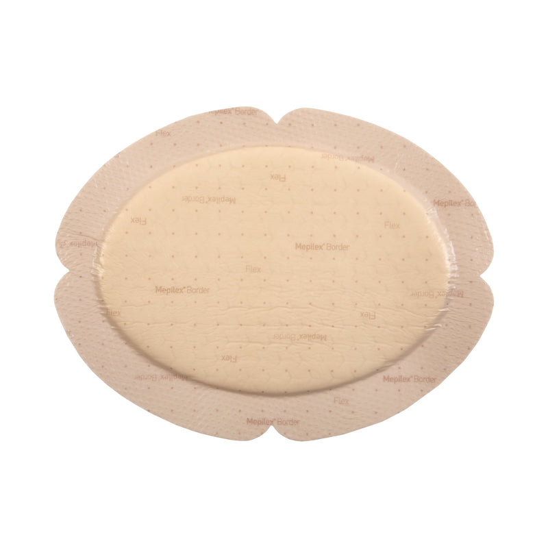 Mepilex® Border Flex Foam Dressing 5.1 X 6.3 Inch With Border Film Backing Silicone Adhesive Oval Sterile (1177530_CS) 35/CS