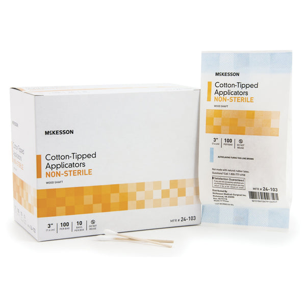 McKesson Swabstick Cotton Tip Wood Shaft 3 Inch NonSterile 100 per Pack (508715_CS) 100/CS