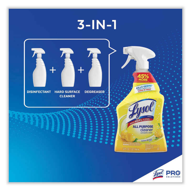 Lysol® All Purpose Surface Disinfectant Cleaner Trigger Spray Liquid 32 oz. Bottle Lemon Breeze Scent NonSterile (680982_CS) 12/CS