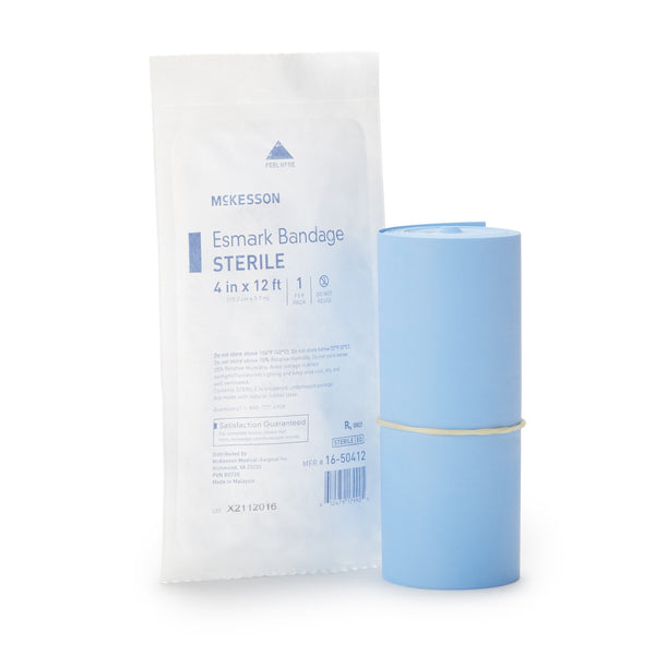 McKesson Esmark Compression Bandage 4 Inch X 4 Yard No Closure Blue Sterile High Compression (372745_EA) 1/EA