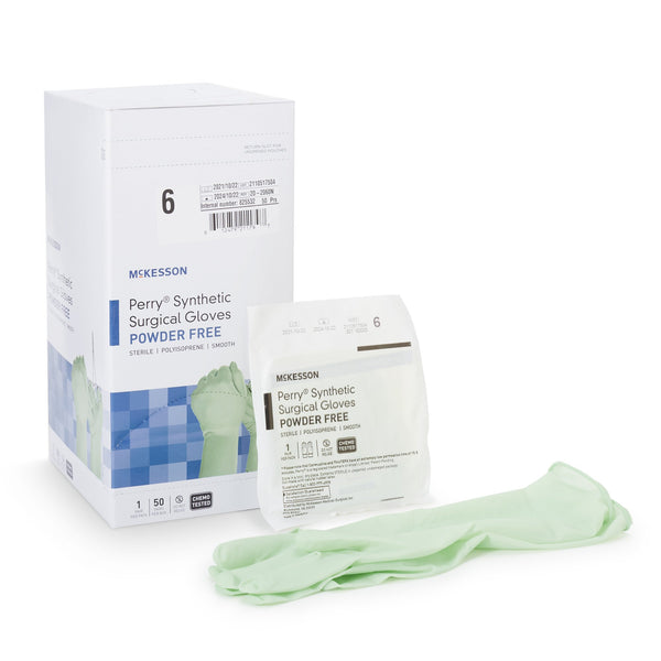 McKesson Perry® Performance Plus Surgical Glove Size 6 Sterile Polyisoprene Standard Cuff Length Smooth Green Chemo Tested (1044720_CS) 200/CS