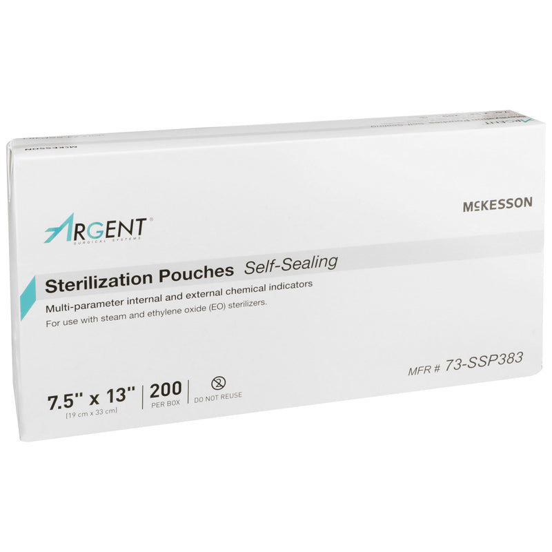 McKesson Argent™ Sure-Check® Sterilization Pouch Ethylene Oxide (EO) Gas / Steam 7-1/2 X 13 Inch Transparent / Blue Self Seal Paper / Film (524881_CS) 1000/CS