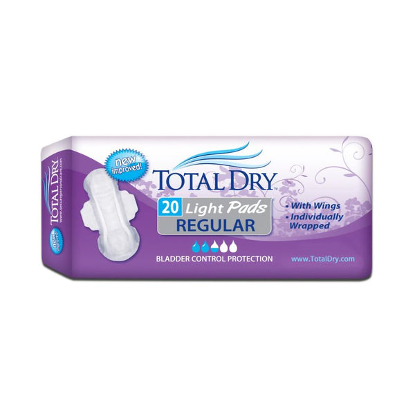 TotalDry™ Bladder Control Pad 11 Inch Length Moderate Absorbency Polymer Core Regular (975703_CS) 180/CS