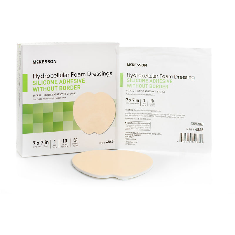 McKesson Foam Dressing 7 X 7 Inch Without Border Film Backing Silicone Gel Adhesive Sacral Sterile (1083088_EA) 1/EA