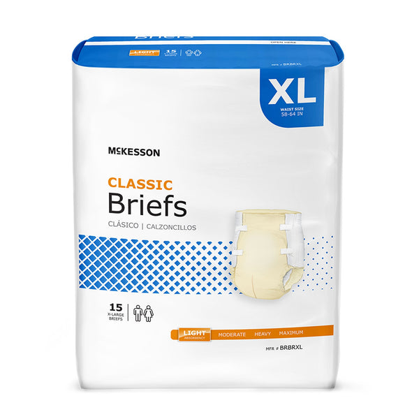 McKesson Classic Unisex Adult Incontinence Brief X-Large Disposable Light Absorbency (973141_CS) 60/CS