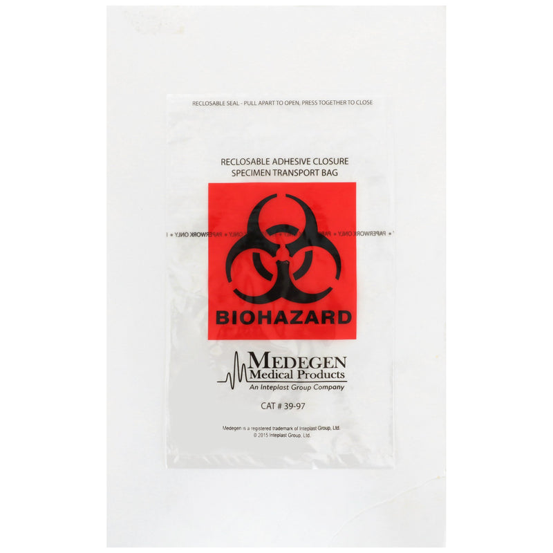 McKesson Specimen Transport Bag with Document Pouch 6 X 9 Inch Adhesive Closure Biohazard Symbol NonSterile (763805_CS) 1000/CS