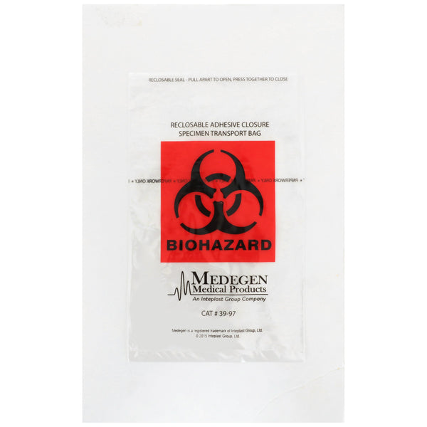 McKesson Specimen Transport Bag with Document Pouch 6 X 9 Inch Adhesive Closure Biohazard Symbol NonSterile (763805_EA) 1/EA