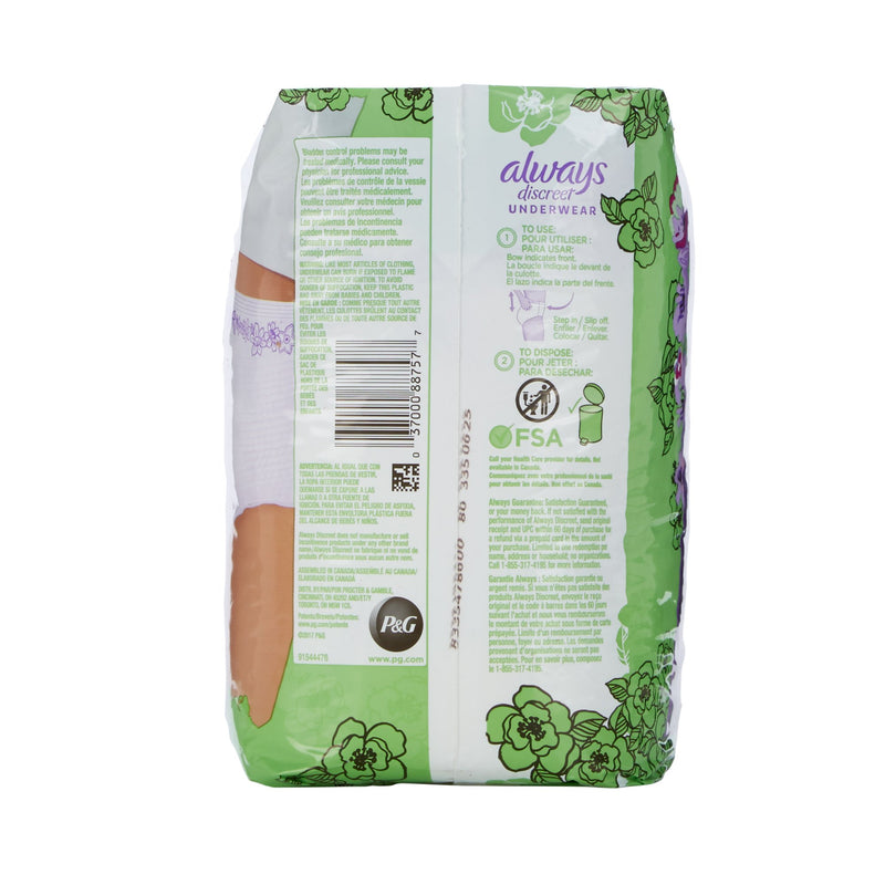 Always® Discreet Female Adult Absorbent Underwear Pull On with Tear Away Seams Large Disposable Heavy Absorbency (928412_PK) 17/PK