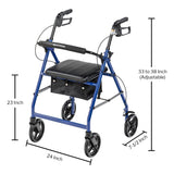 McKesson 4 Wheel Rollator Blue Adjustable Height Aluminum Frame (1205409_CS) 1/CS