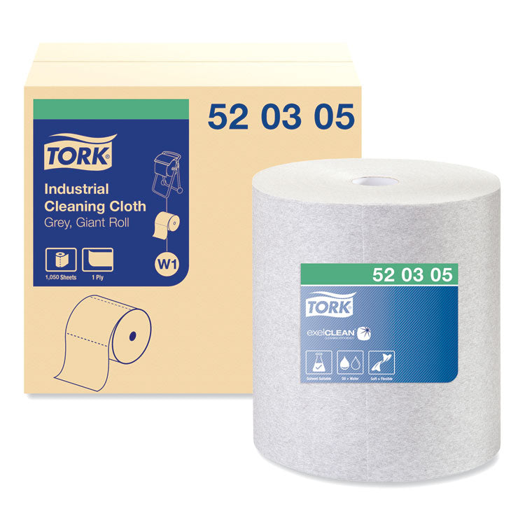 Tork® Industrial Cleaning Cloths, 1-Ply, 12.6 x 13.3, Gray, 1,050 Wipes/Roll (TRK520305) Each