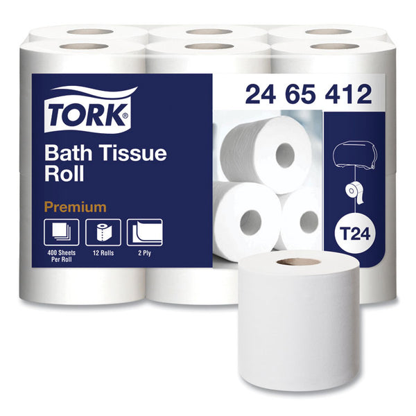 Tork® Premium Poly-Pack Bath Tissue, Septic Safe, 2-Ply, White, 400 Sheets/Roll, 12 Rolls/Pack, 4 Packs/Carton (TRK2465412)