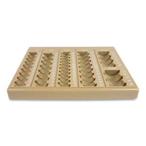 CONTROLTEK® Plastic Coin Tray, 6 Compartments, Stackable, 7.75 x 10 x 1.5, Tan (CNK500025)