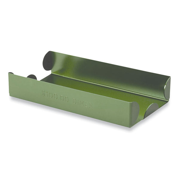 CONTROLTEK® Metal Coin Tray, Dimes, Stackable, 3.5 x 10 x 1.75, Green (CNK560067)