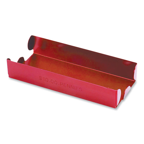 CONTROLTEK® Metal Coin Tray, Pennies, Stackable, 3.5 x 10 x 1.75, Red (CNK560065)