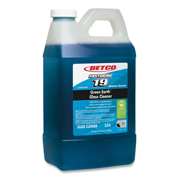 Betco® Fastdraw 19 Green Earth Glass Cleaner, Pleasant Scent, 2 L Bottle, 4/Carton (BET5354700)