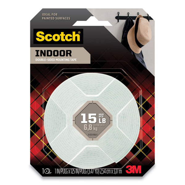 Scotch® Permanent High-Density Foam Mounting Tape, Holds Up to 15 lbs, 1 x 125, White (MMM314SMED)
