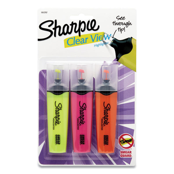 Sharpie® Clearview Tank-Style Highlighter, Assorted Ink Colors, Chisel Tip, Assorted Barrel Colors, 3/Pack (SAN1912767)