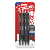 Sharpie® S-Gel High-Performance Gel Pen, Retractable, Medium 0.7 mm, Blue Ink, Black Barrel, 4/Pack (SAN2096172) Pack of 4