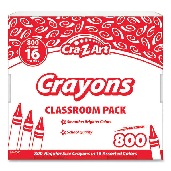 Cra-Z-Art® Crayons, 16 Assorted Colors, 800/Pack (CZA74004) Pack of 800