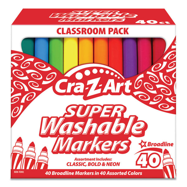 Cra-Z-Art® Super Washable Markers, Broad Bullet Tip, Assorted Colors, 40/Set (CZA740106) Box of 40