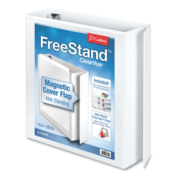 Cardinal® FreeStand Easy Open Locking Slant-D Ring Binder, 3 Rings, 2" Capacity, 11 x 8.5, White (CRD43120)
