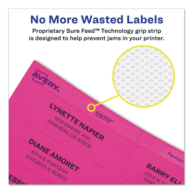 Avery® High-Visibility Permanent Laser ID Labels, 2 x 4, Neon Assorted, 500/Pack (AVE5956)