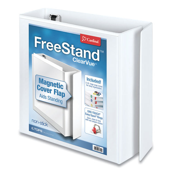 Cardinal® FreeStand Easy Open Locking Slant-D Ring Binder, 3 Rings, 3" Capacity, 11 x 8.5, White (CRD43130)