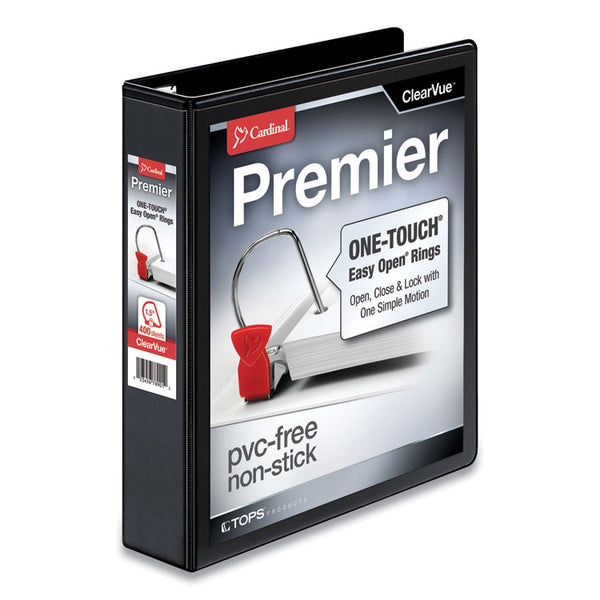 Cardinal® Premier Easy Open ClearVue Locking Slant-D Ring Binder, 3 Rings, 1.5" Capacity, 11 x 8.5, Black (CRD10311) Each