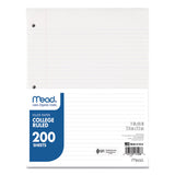 Mead® Filler Paper, 3-Hole, 8.5 x 11, College Rule, 200/Pack (MEA17208) Pack of 200