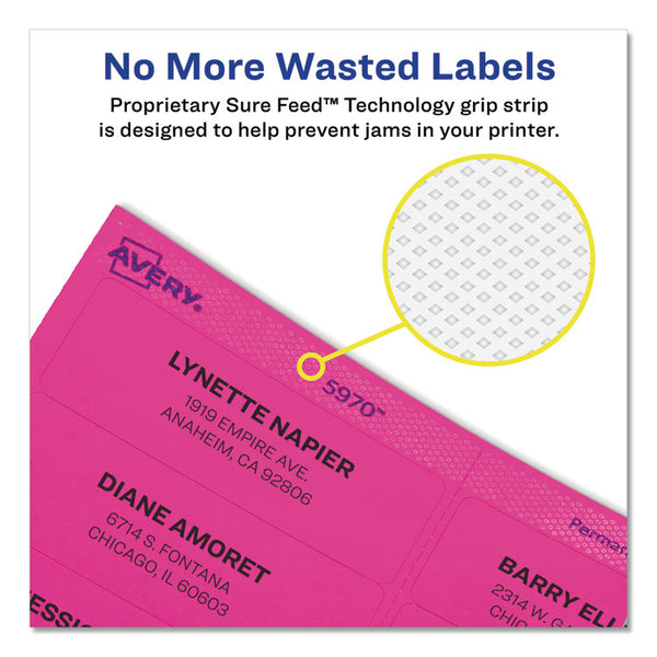 Avery® High-Visibility Permanent Laser ID Labels, 2 x 4, Neon Assorted, 1000/Box (AVE5964)