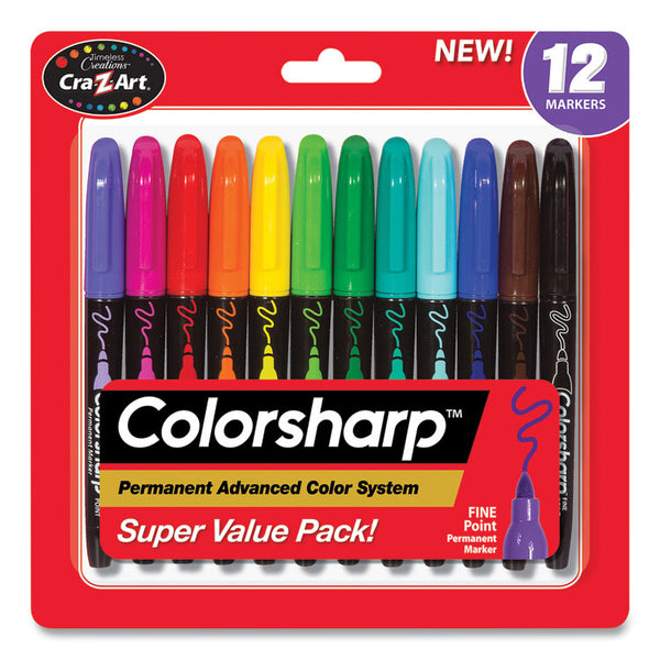 Cra-Z-Art® Colorsharp Permanent Markers, Fine Bullet Tip, Assorted Colors, 12/Set (CZA4461024) Each