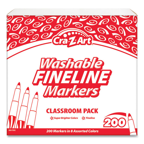 Cra-Z-Art® Washable Fineline Markers Classpack, Fine Bullet Tip, Eight Assorted Colors, 200/Set (CZA740071) Each