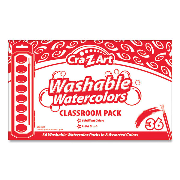 Cra-Z-Art® Washable Watercolor Classroom Pack, 8-Color Kits (Assorted Colors), 36 Kits/Box (CZA24011) Box of 36