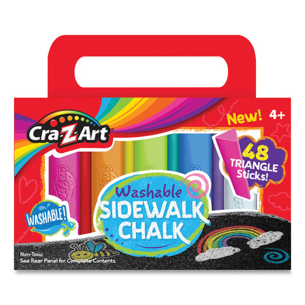 Cra-Z-Art® Washable Sidewalk Chalk, Triangle Shaped, 12.63", 48 Assorted Bright Colors, 48 Sticks/Set (CZA10880) Pack of 48