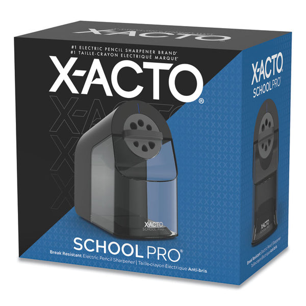 X-ACTO® Model 1670 School Pro Classroom Electric Pencil Sharpener, AC-Powered, 4 x 7.5 x 7.5, Black/Gray/Smoke (EPI1670X)