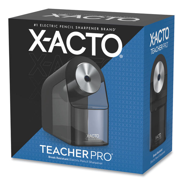 X-ACTO® Model 1675 TeacherPro Classroom Electric Pencil Sharpener, AC-Powered, 4 x 7.5 x 8, Black/Silver/Smoke (EPI1675X)
