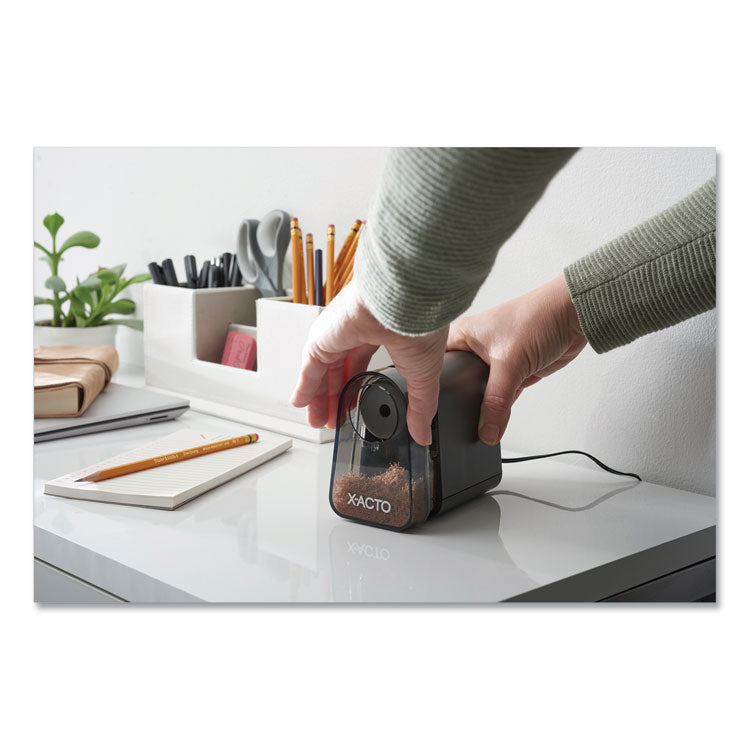 X-ACTO® Model 19501 Mighty Mite Home Office Electric Pencil Sharpener, AC-Powered, 3.5 x 5.5 x 4.5, Black/Gray/Smoke (EPI19501X)