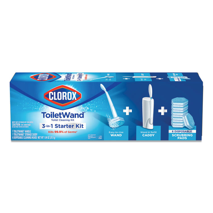 Clorox® ToiletWand Disposable Toilet Cleaning System: Handle, Caddy and Refills, White, 6/Carton (CLO03191CT)