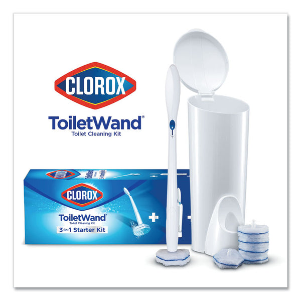 Clorox® ToiletWand Disposable Toilet Cleaning System: Handle, Caddy and Refills, White, 6/Carton (CLO03191CT)