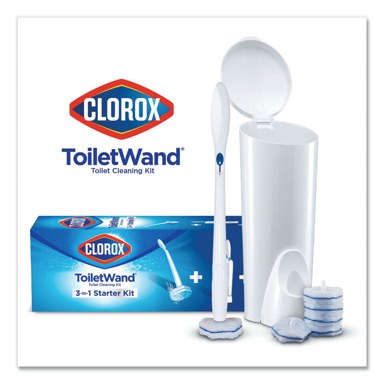 Clorox® ToiletWand Disposable Toilet Cleaning System: Handle, Caddy and Refills, White, 6/Carton (CLO03191CT)