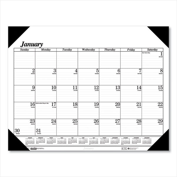 House of Doolittle™ Recycled One-Color Refillable Monthly Desk Pad Calendar, 22 x 17, White Sheets, Black Binding/Corners,12-Month(Jan-Dec): 2026 (HOD124) Each