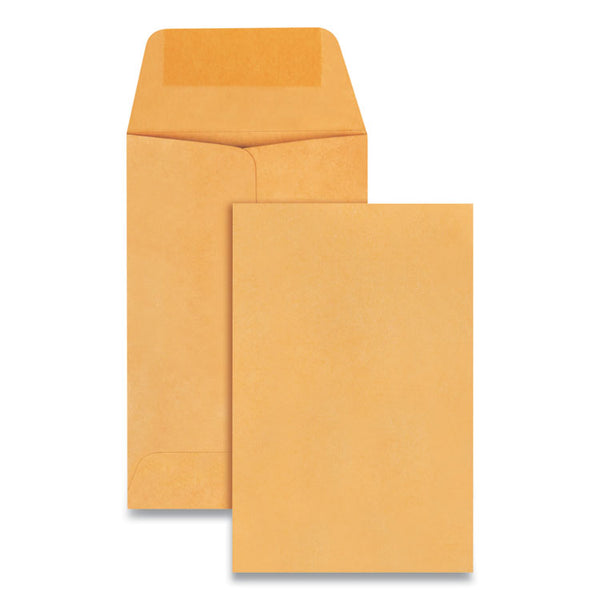 Quality Park™ Kraft Coin and Small Parts Envelope, #1, Extended Square Flap, Gummed Closure, 2.25 x 3.5, Brown Kraft, 500/Box (QUA50160) Box of 500