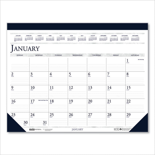 House of Doolittle™ Recycled Two-Color Monthly Desk Pad Calendar, 18.5 x 13, Perforated White/Blue/Gray Sheets, 12-Month (Jan-Dec): 2026 (HOD1506) Each