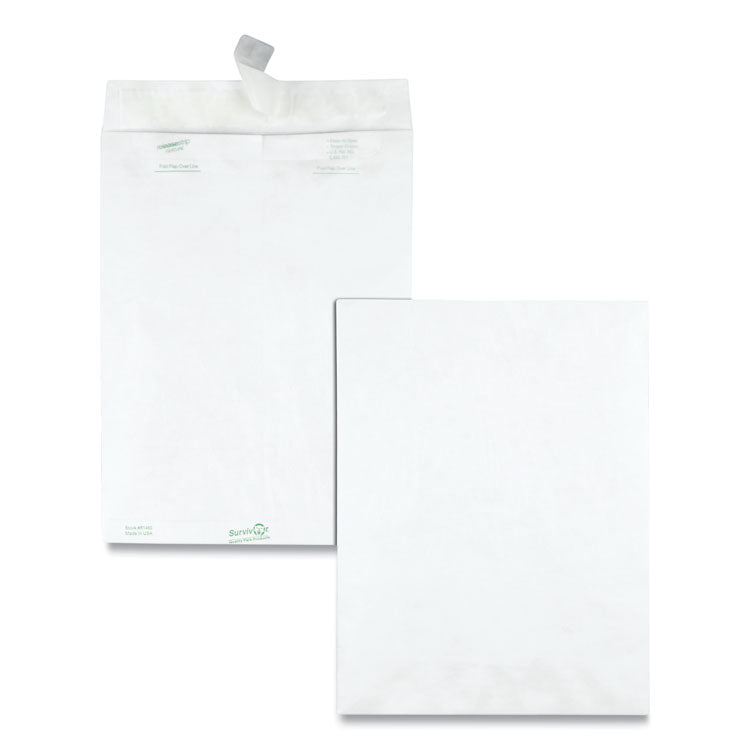 Survivor® Lightweight 14 lb Tyvek Catalog Mailers, #10 1/2, Square Flap, Redi-Strip Adhesive Closure, 9 x 12, White, 100/Box (QUAR1460)