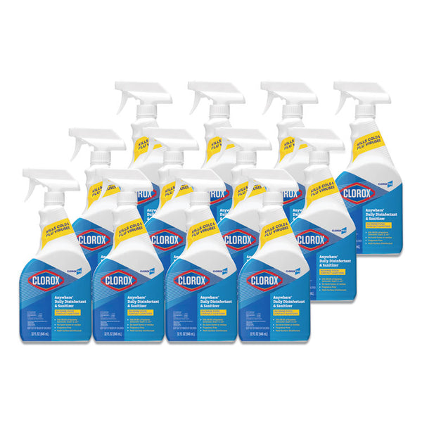 Clorox® Anywhere Hard Surface Sanitizing Spray, 32 oz Spray Bottle, 12/Carton (CLO01698CT)