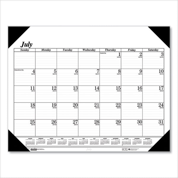 House of Doolittle™ Recycled Economy Academic Desk Pad Calendar, 22 x 17, White/Black Sheets, Black Headband, 14-Month: July 2025 to Aug 2026 (HOD12502) Each
