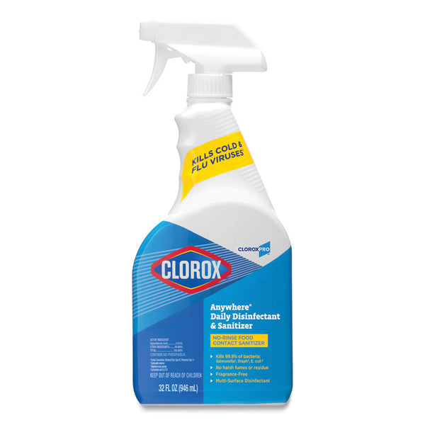 Clorox® Anywhere Hard Surface Sanitizing Spray, 32 oz Spray Bottle, 12/Carton (CLO01698CT)