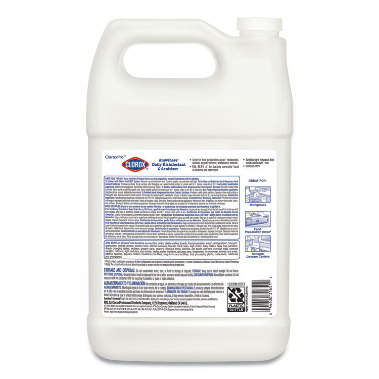 Clorox® Anywhere Hard Surface Sanitizing Cleaner, 128 oz Bottle, 4/Carton (CLO31651)