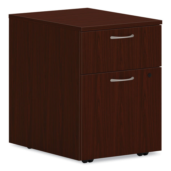 HON® Mod Mobile Pedestal, Left or Right, 2-Drawers: Box/File, Legal/Letter, Traditional Mahogany, 15" x 20" x 20" (HONPLPMBFLT1)